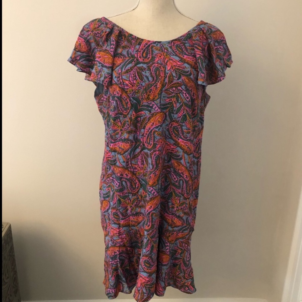 J.Crew Silk Paisley Mini Ruffle Dress